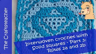 Interwoven crochet Solid Squares tutorial part 3 rows 2a and 2b [upl. by Ticknor]