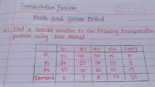 Transportation ProblemNorth West Corner Method BalancedDecision Science Operation research [upl. by Diandre428]