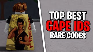 TOP BEST CAPE IDS TO USE  ROBLOX Strongest Battlegrounds Cape ids [upl. by Tiduj]