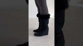 Prada Sport Nylon LeatherampFurTrim LaceUp Wedge Boots [upl. by Roselyn]