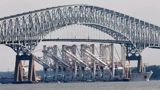 Francis Scott Key Bridge in Baltimore collapses after ship struck it sending vehicles into water [upl. by Haidabo20]