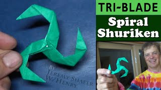 Triple Bladed Spiral Shuriken 🐱‍👤 Pure Origami [upl. by Camala]