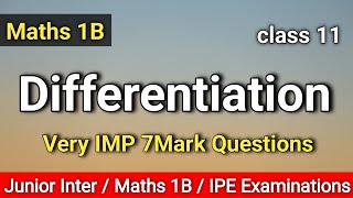 Class 11  Maths1B Differentiation Very Imp 7M Questions maths1b Differentiation [upl. by Charmion283]