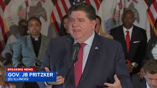 Governor JB Pritzker praises selection of Minnesota Governor Tim Walz by VP Kamala Harris [upl. by Ellatnahc]