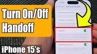 iPhone 1515 Pro Max How to Turn OnOff Handoff [upl. by Berkly66]