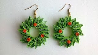 How To Make Paper Quilled Christmas Wreath Earrings  DIY Crafts Tutorial  Guidecentral [upl. by Reinke]