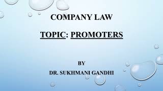 COMPANY LAW PROMOTERS [upl. by Ymarej95]