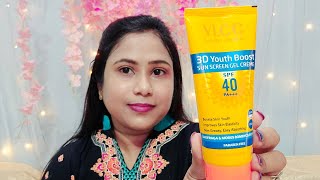 VLCC 3D Youth Boost SPF 40 Sun Screen Gel Cream Review amp Demo ll Paraben Free Sunscreen lAditisMom [upl. by Tenney227]