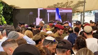 Yom HaZikaron memorial day siren at ceremony for fallen IDF soldiers  police in Yavne [upl. by Halian376]