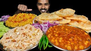 Street Chole Bhature Eating Challenge with Maggi  Seviya Kheer Spicy Chilli amp Salad Mukbang [upl. by Llebiram]