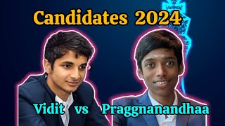 Vidit vs Praggnanandhaa  Candidates 2024  Round 3 candidates2024 [upl. by Nolie]