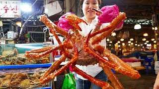 Korean Street Food  GIANT KING CRAB Egg Seafood Soup Korea [upl. by Hsan]