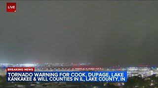 Possible tornado caught on camera near OHare Airport [upl. by Rochester]