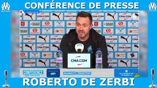 CONFERENCE DE PRESSE AVANT MATCH RC LENS  OM  ROBERTO DE ZERBI quotJe ne vais pas FUIRquot RCLOM [upl. by Leon]