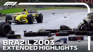 Wet Weather Mayhem In Interlagos  2003 Brazilian Grand Prix  Extended Highlights [upl. by Merete357]