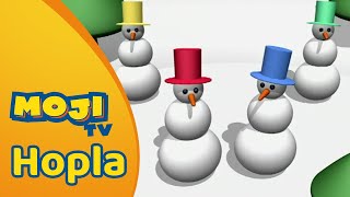 DANSENDE SNEEUWMANNEN ☃️  HOPLA 🐇  Nederlandse Kinderseries  MojiTV [upl. by Essilec661]