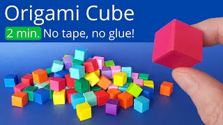 2 Minute Easy Origami Cube Tutorial 🧊 Paper Cube Craft to Make Minecraft Blocks or Lego Bricks [upl. by Resay]