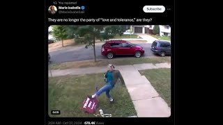 Mentally Ill libtard WAHMEN freaks out and destroys Trump yard sign Shes NUTZ TRUMP 2024 [upl. by Adam532]