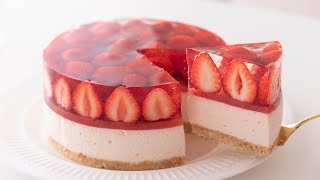 いちごのレアチーズケーキの作り方 NoBake Strawberry Cheesecake＊Eggless amp Without oven｜HidaMari Cooking [upl. by Assetniuq]