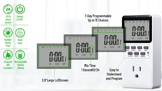 Digital Infinite Repeat Cycle Intermittent Timer Plug for Electrical Outlet [upl. by Nnayt]