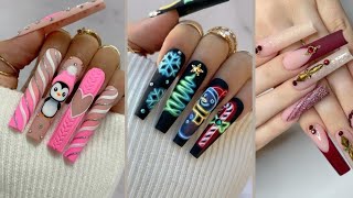 Beautiful multi color new year long nail designs ideas [upl. by Saturday631]