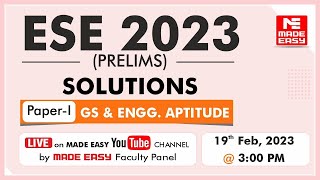 ESE 2023 Prelims LIVE Exam Solutions GS amp Engineering AptitudePaper1By MADE EASY Faculty Panel [upl. by Yemerej354]