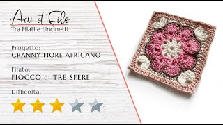 Tutorial mattonella granny fiore africano african flower ad uncinetto [upl. by Kerstin999]