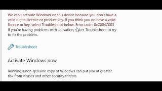 How to Fix 0xC004C003 on Windows 10 [upl. by Rehpotsrik159]