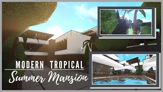 ¡My new house  Bloxburg  Modern Tropical Summer Mansion  Tour [upl. by Nodarb]