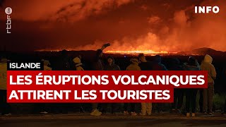 Islande les éruptions volcaniques attirent les touristes RTBF Info [upl. by Akalam225]