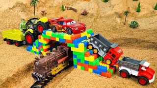 Diy tractor mini Bulldozer to making lego bridge and railway  Construction Vehicles Road Roller [upl. by Laidlaw]