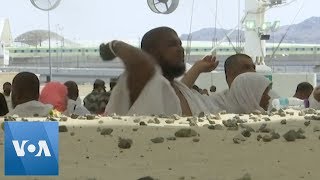 Hajj Pilgrims Participate in ‘Stoning of Devil’ Tradition in Saudi Arabia [upl. by Edrick730]