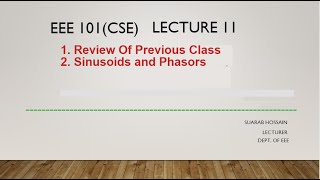 Lecturer 11  Sinusoids amp Phasors DulalCSEcode  CSE amp Green University [upl. by Debi724]