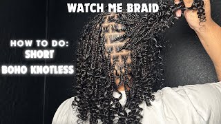 How to do Short Boho Knotless Braid Tutorial Tips For Braiders  Boho BobSTEPBYSTEP 3C Natural [upl. by Assenad52]