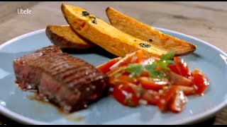 Gegrilde steak met zoete aardappel en tomatensalsa [upl. by Torrance]