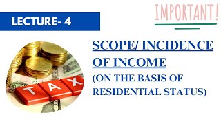 LECTURE4  SCOPE OF INCOME COMPUTATION OF INCOME ON THE BASIS OF RESIDENTIAL STATUS INCOME TAX [upl. by Aivin]