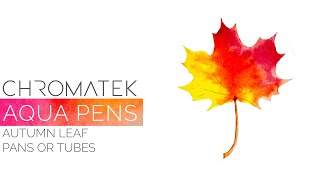 Aqua Pen amp Watercolor Paint Tutorial  Autumn Leaf 02  Watercolor Tutorials by Chromatek [upl. by Ahsytal]