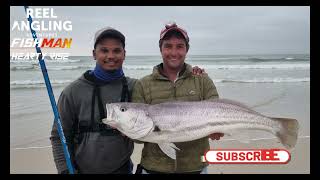 Fishing Cape Town  Client catches his biggest fish from the beach [upl. by Aderf]