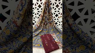 🌼Kalamkari Ikkat cotton dress materials 🌸Dupatta amp bottom Kalamkari 🌸Top Ikkat cotton 🌸Price 1250 b [upl. by Robbin261]