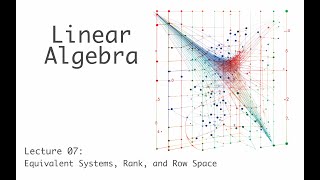 Equivalent Systems Rank amp Row Space  Linear Algebra full course  lecture 7a of 23 [upl. by Tjon]