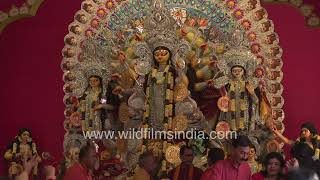 Durga Aarti during Durga Puja Chittaranjan Park Kali Mandir Society New Delhi [upl. by Barrus]