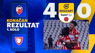 Mozzart Bet Super liga 202425  1Kolo CRVENA ZVEZDA – JEDINSTVO 40 20 [upl. by Bena]