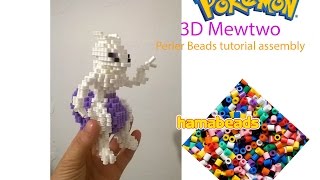 Mewtwo Pokemon 3D perler beads hama beads fuse beads assembly [upl. by Mensch283]