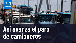 Así avanza el paro de camioneros en Bogotá [upl. by Anirdnaxela303]