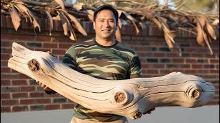 Talented Woodworker Using Uniquely Shaped Wood to Create a Stunning Focal Point for His Table [upl. by Ahsiea912]