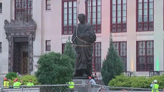 Fate of Christopher Columbus statue remains unclear 3 years after it was removed from City Hall [upl. by Eelsel]