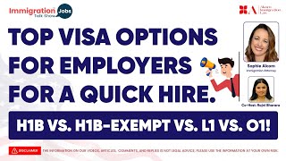 TOP VISA OPTIONS FOR EMPLOYERS FOR A QUICK HIRE H1B VS H1BEXEMPT VS L1 VS 01 [upl. by Pappas]