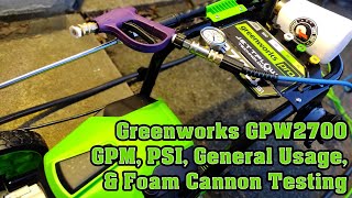 Greenworks Pro 2700 PSI GPW2700 Pressure Washer Testing Review GPM PSI Foam Cannon amp More [upl. by Bluhm]