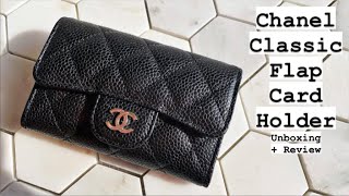 My 2021 Chanel Classic Flap Card Holder In Black Caviar Leather Silver Hardware  Unboxing  Review [upl. by Xxam]