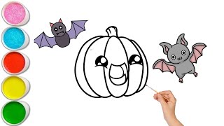 How to draw HalloweenHalloween friends drawingEasy acrylic paintingPainting and coloring easy [upl. by Ballman]